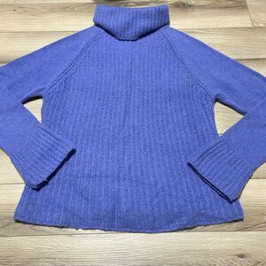Mariele Waithe Cashmere Cable Knit Sweater Blue Turtleneck Long Sleeve Size XL‎